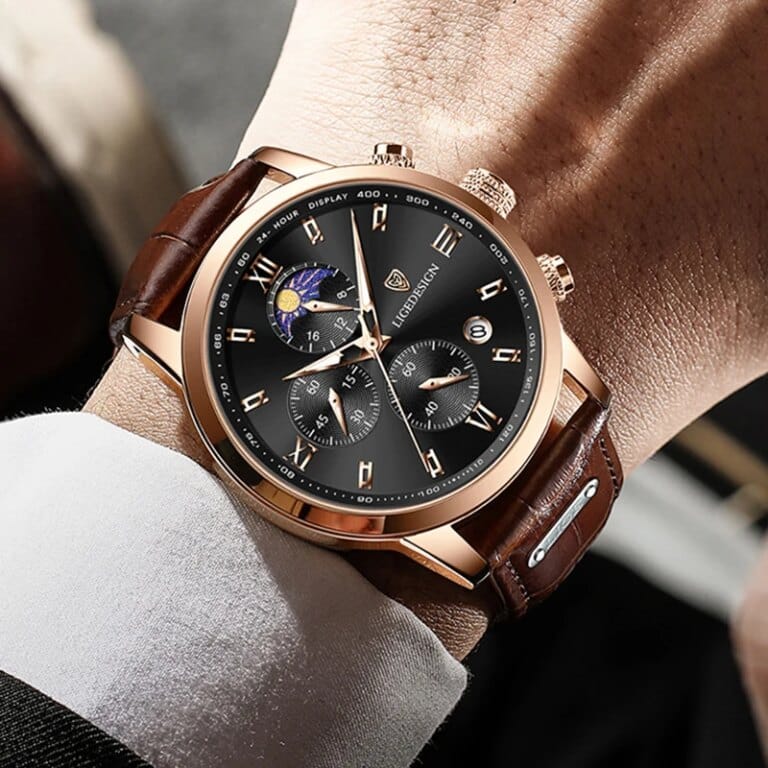 LIGE Brand Luxury Classic Leather Men's Watch Quartz Watch Date Chronograph Simple Daily Wear Watch for Men relogios masculino